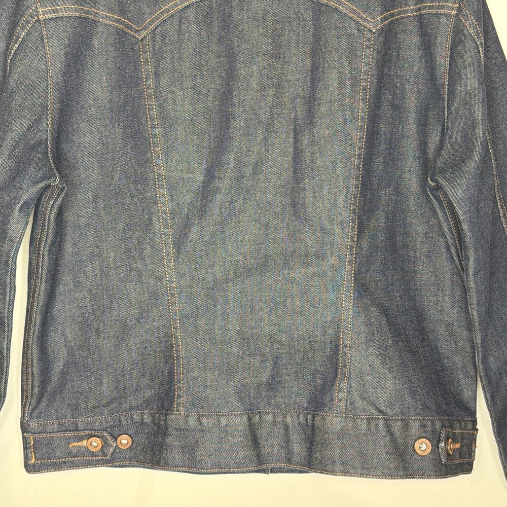 GAP Denim Stretch Jacket Women's size LARGE Made in Hong Kong Dark Wash Blue - Picture 8 of 12